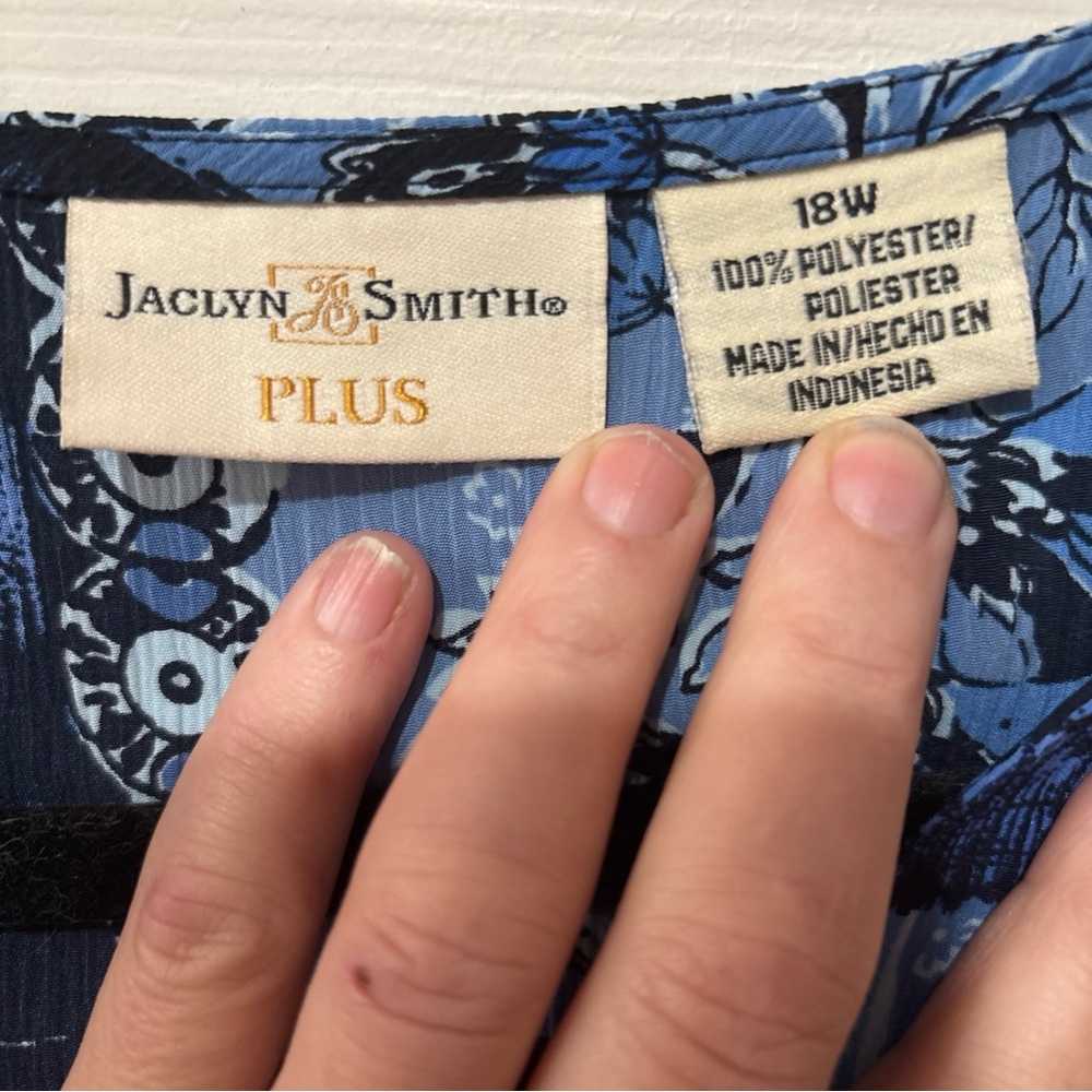 Jaclyn Smith Blue Patchwork Blouse - image 2